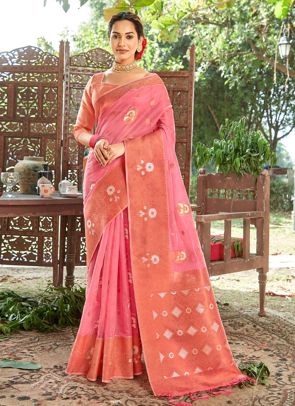 sangam print mahotsav organza catchy look saree catalog