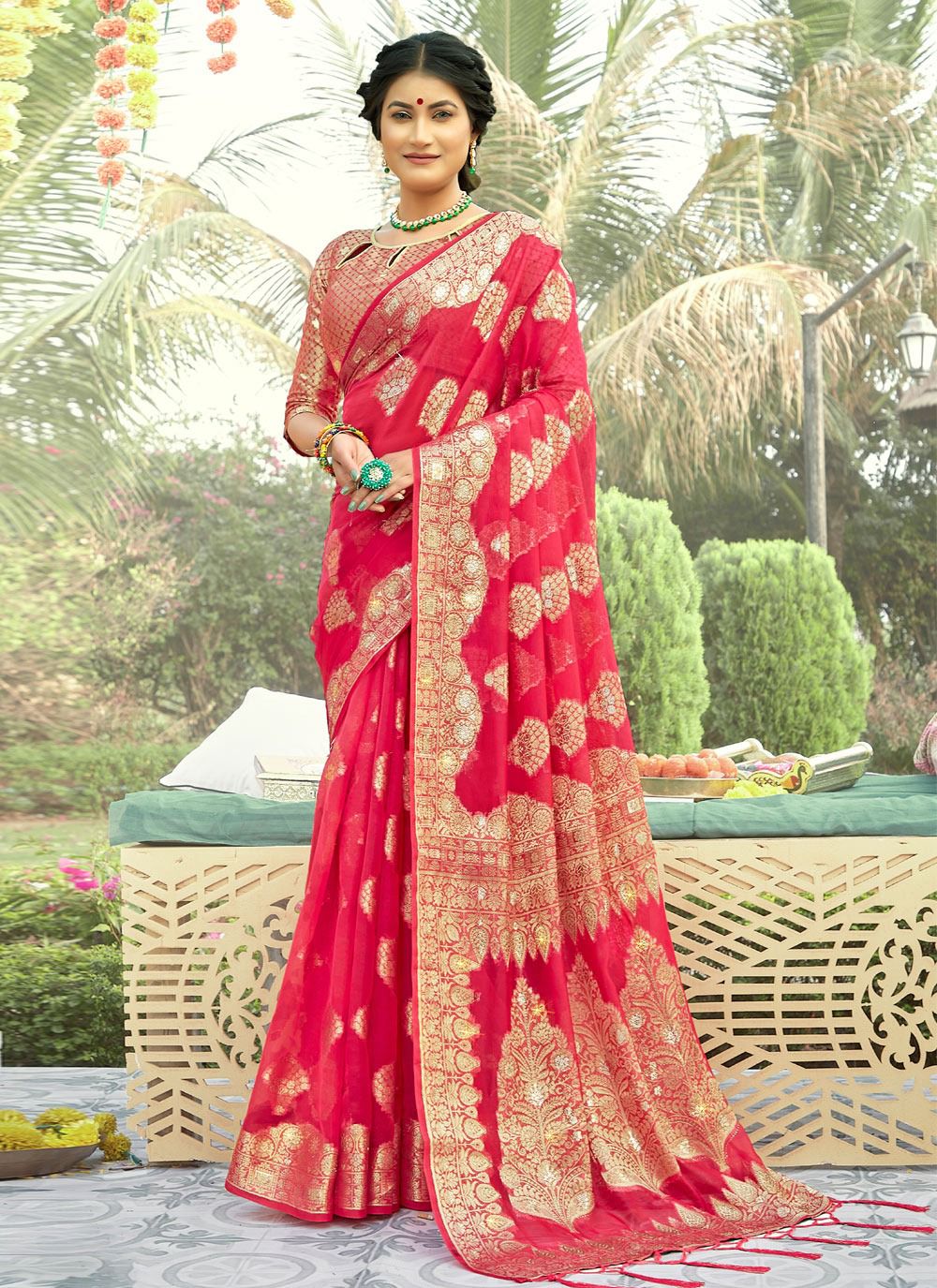 sangam print manbhawan organza regal look saree catalog