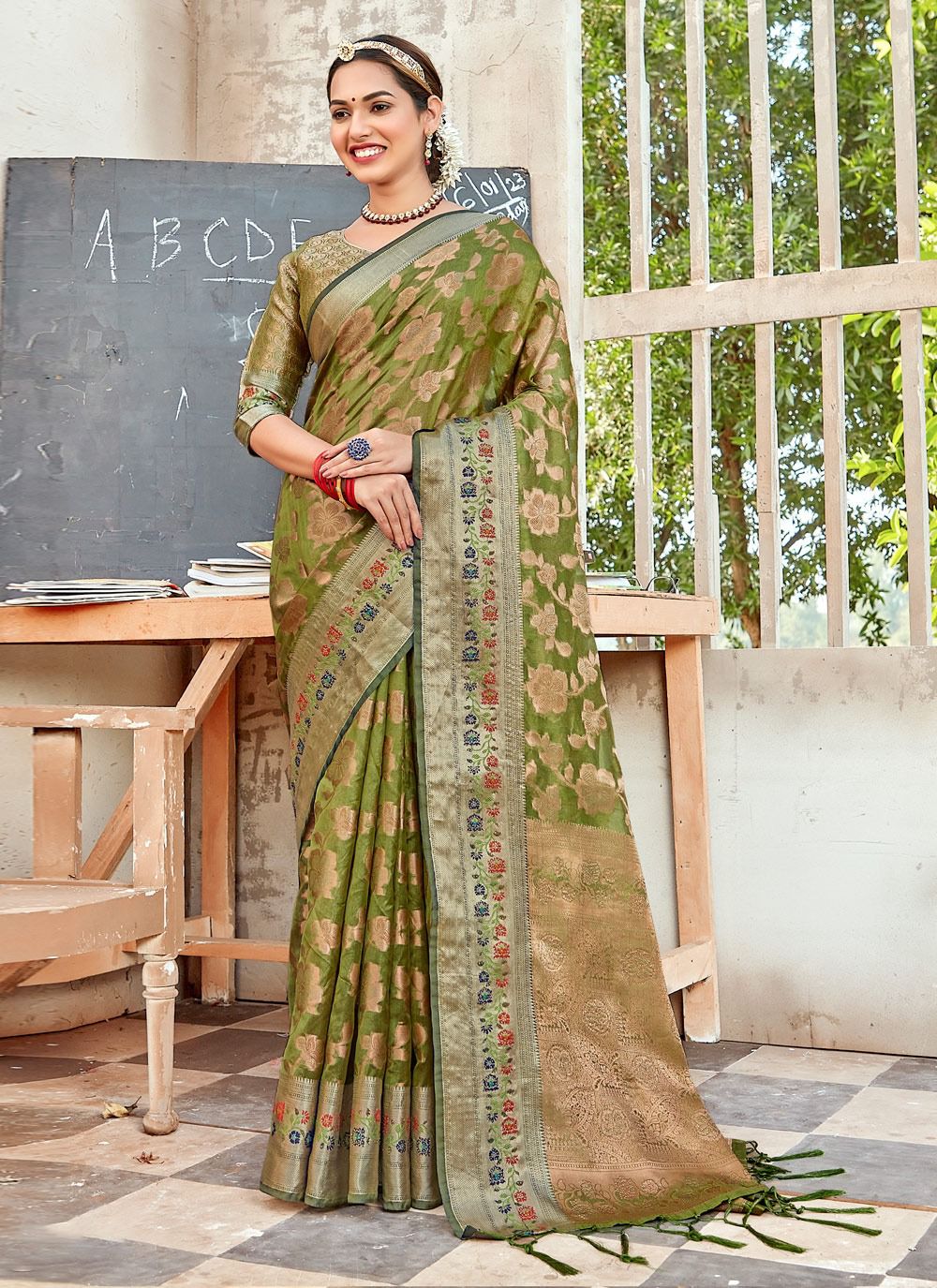 sangam print rashmik organza regal look saree catalog