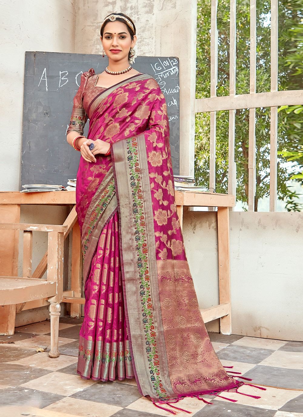 sangam print rashmik organza regal look saree catalog