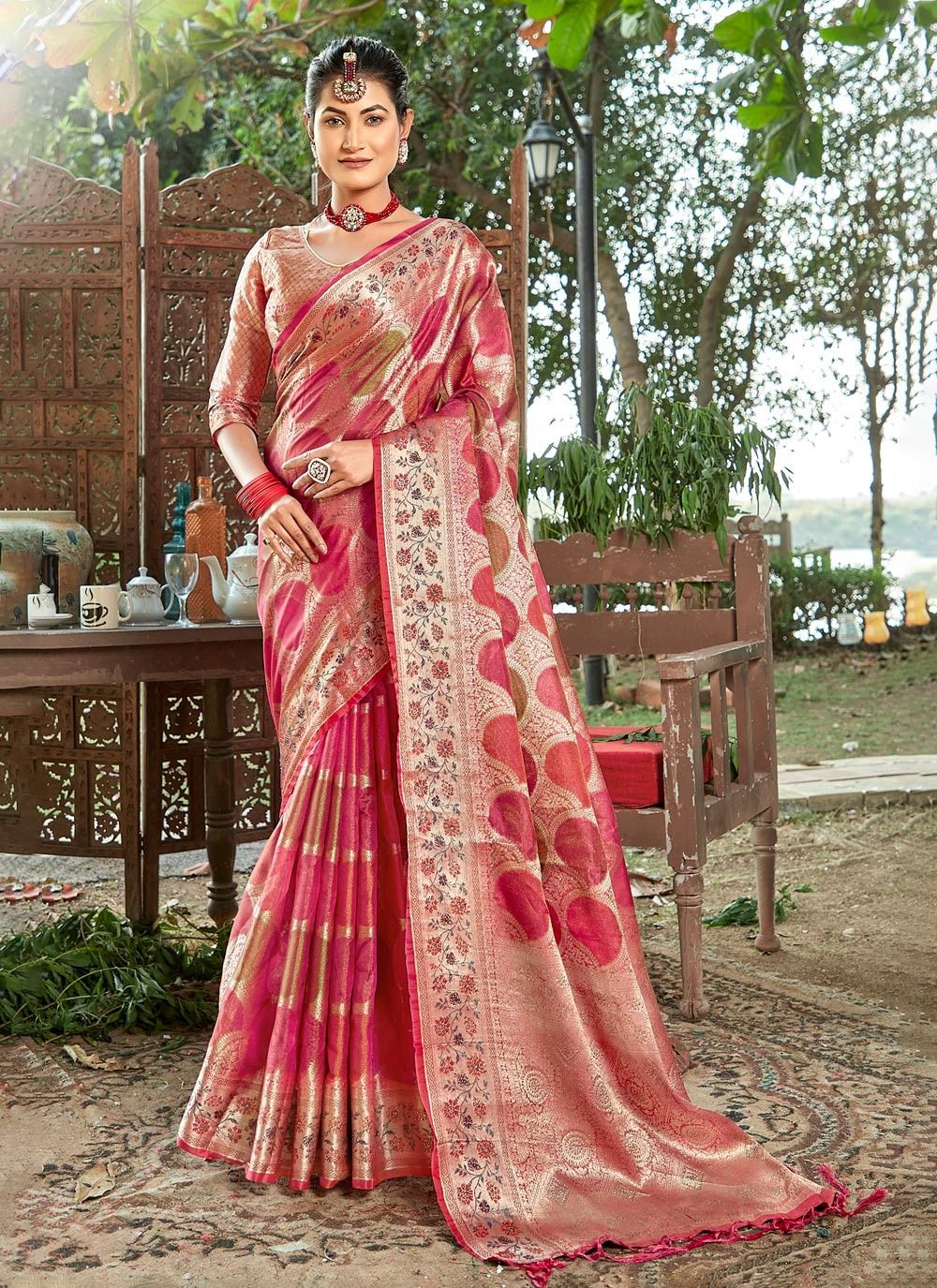 sangam print sheesha organza graceful look saree catalog