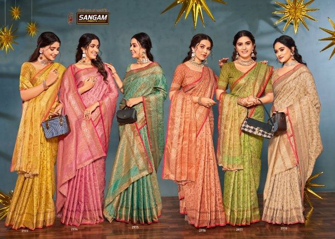 sangam print unique silk Banarasi Silk elegant look saree catalog