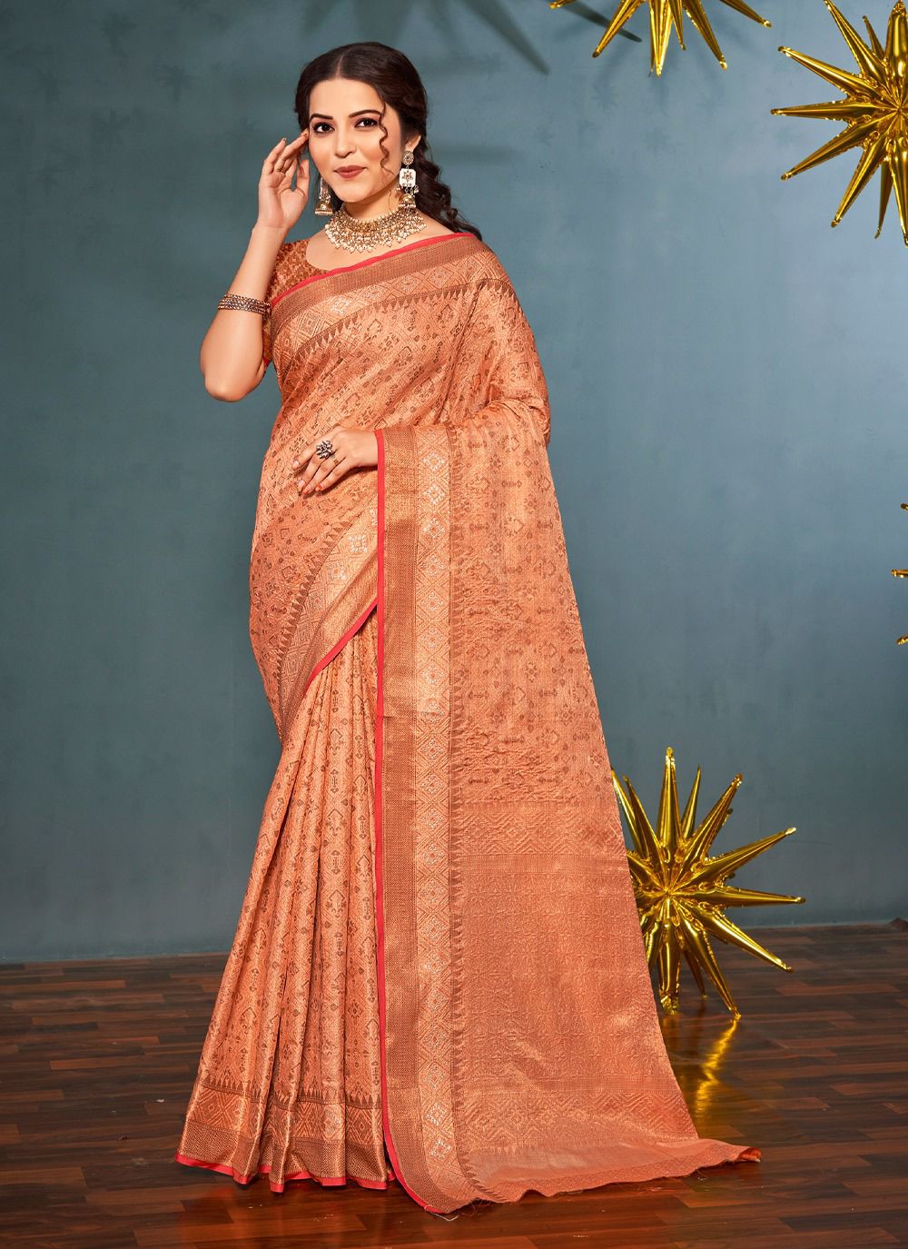 sangam print unique silk Banarasi Silk elegant look saree catalog