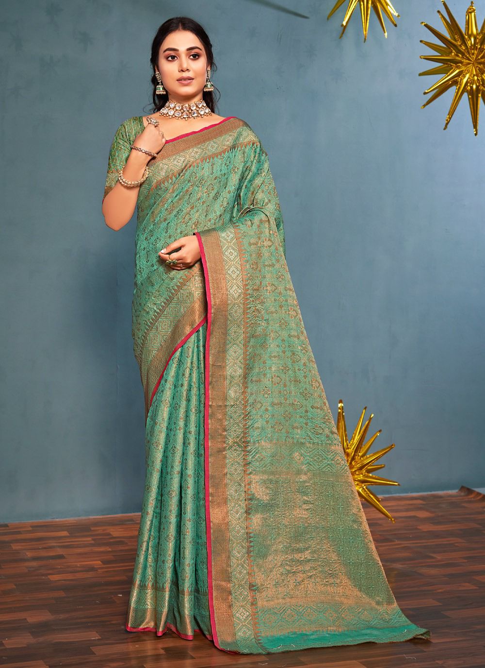 sangam print unique silk Banarasi Silk elegant look saree catalog