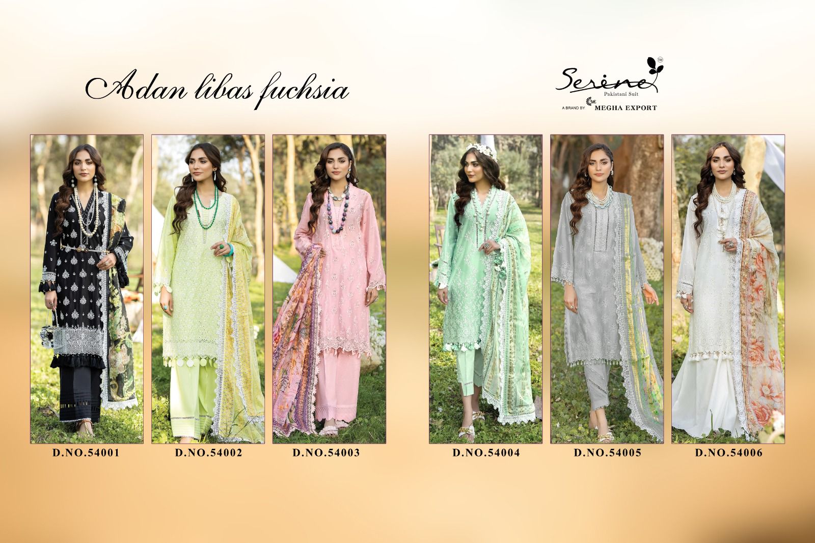 serine Megha Exports adan libas luchsia lawn cotton elegant look salwar suit cotton dupatta catalog