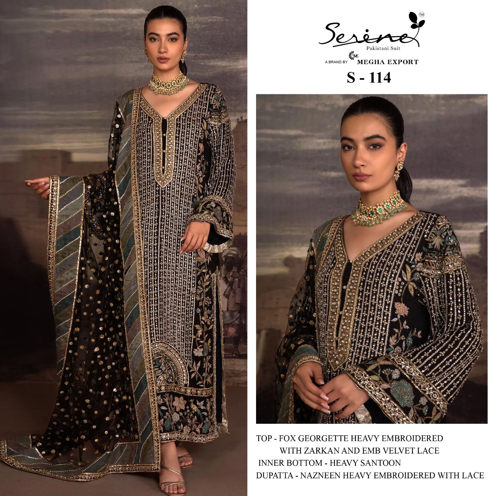 serine Megha Exports serine s 114 georgette Elegant look salwar suit Single