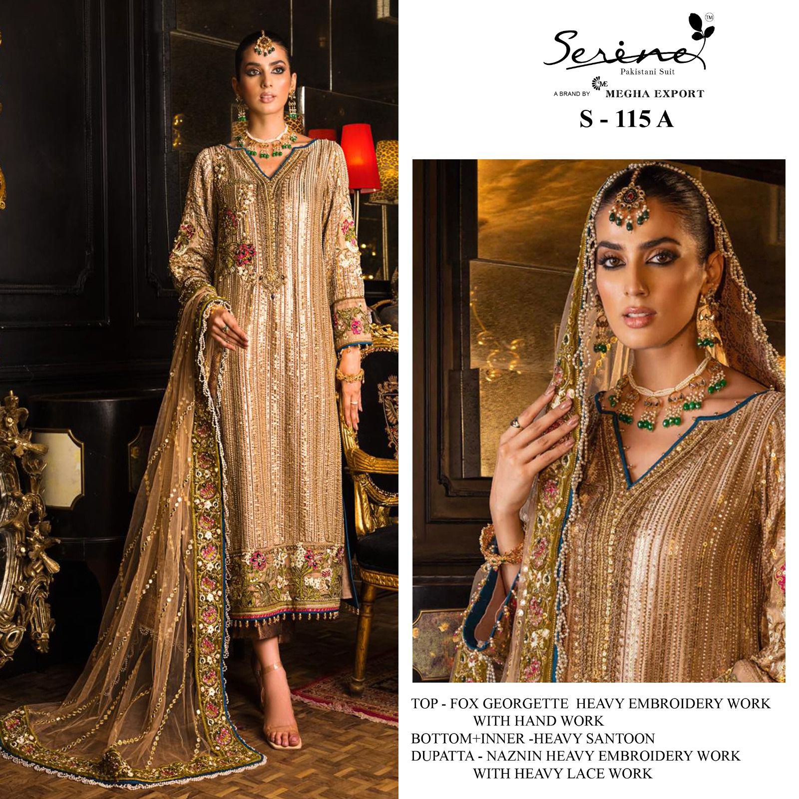 serine Megha Exports serine s 115 a georgette Elegant look salwar suit single