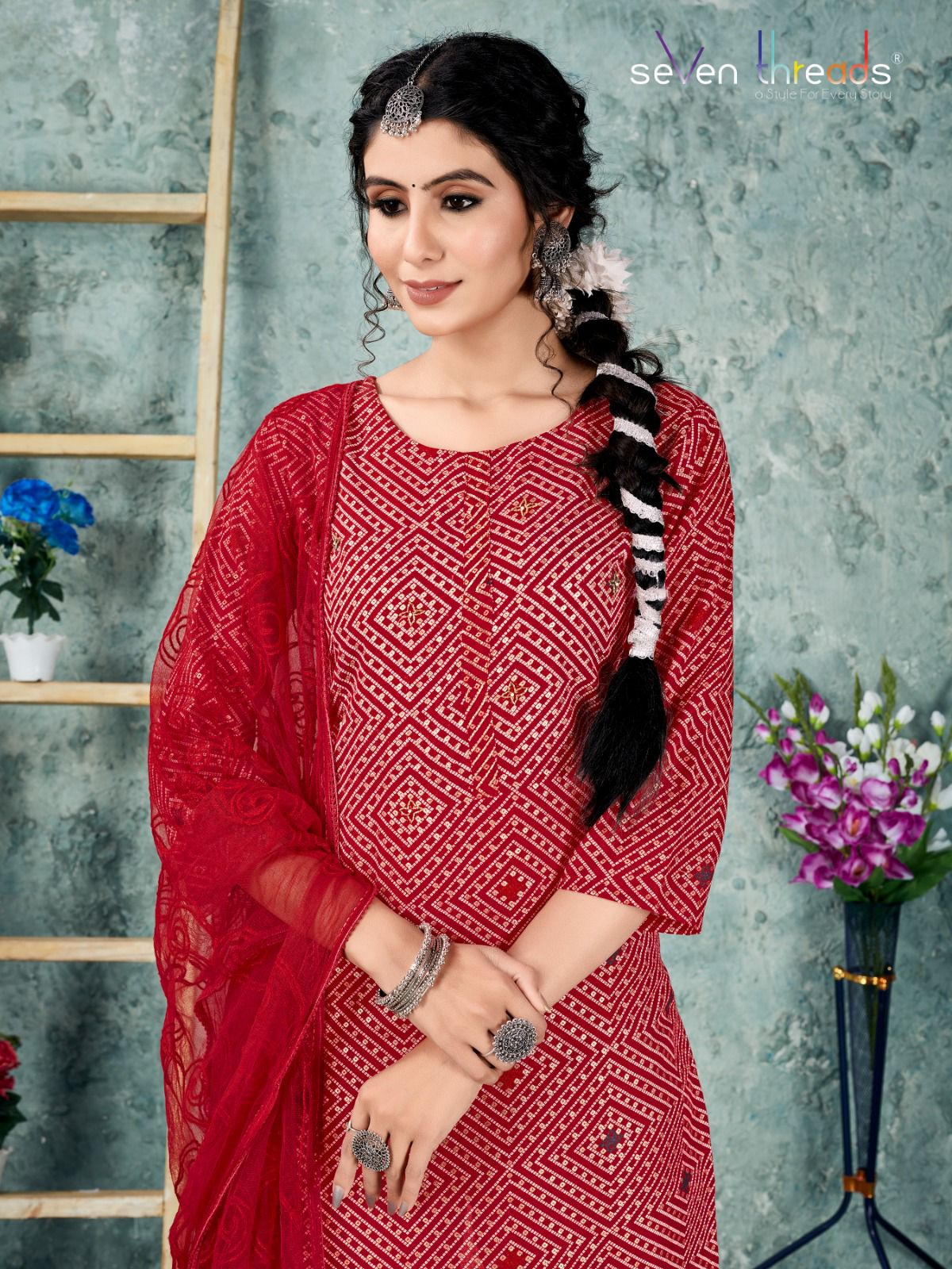 seven threads seven threads  D NO 13 and 14 cotton catchy look top bottom with dupatta size set