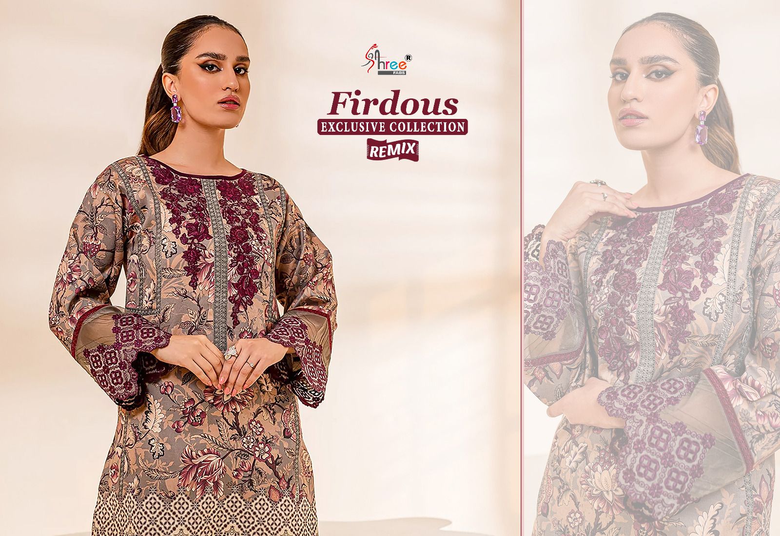 shree fabs firdous exclusive collection remix cotton decent look salwar suit with chiffon dupatta catalog