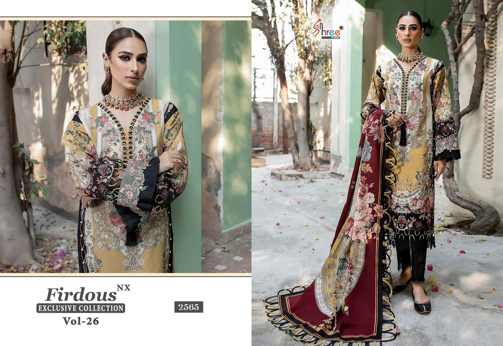 shree fabs firdous exclusive collection vol 26 cotton decent look salwar suit with chiffon dupatta catalog