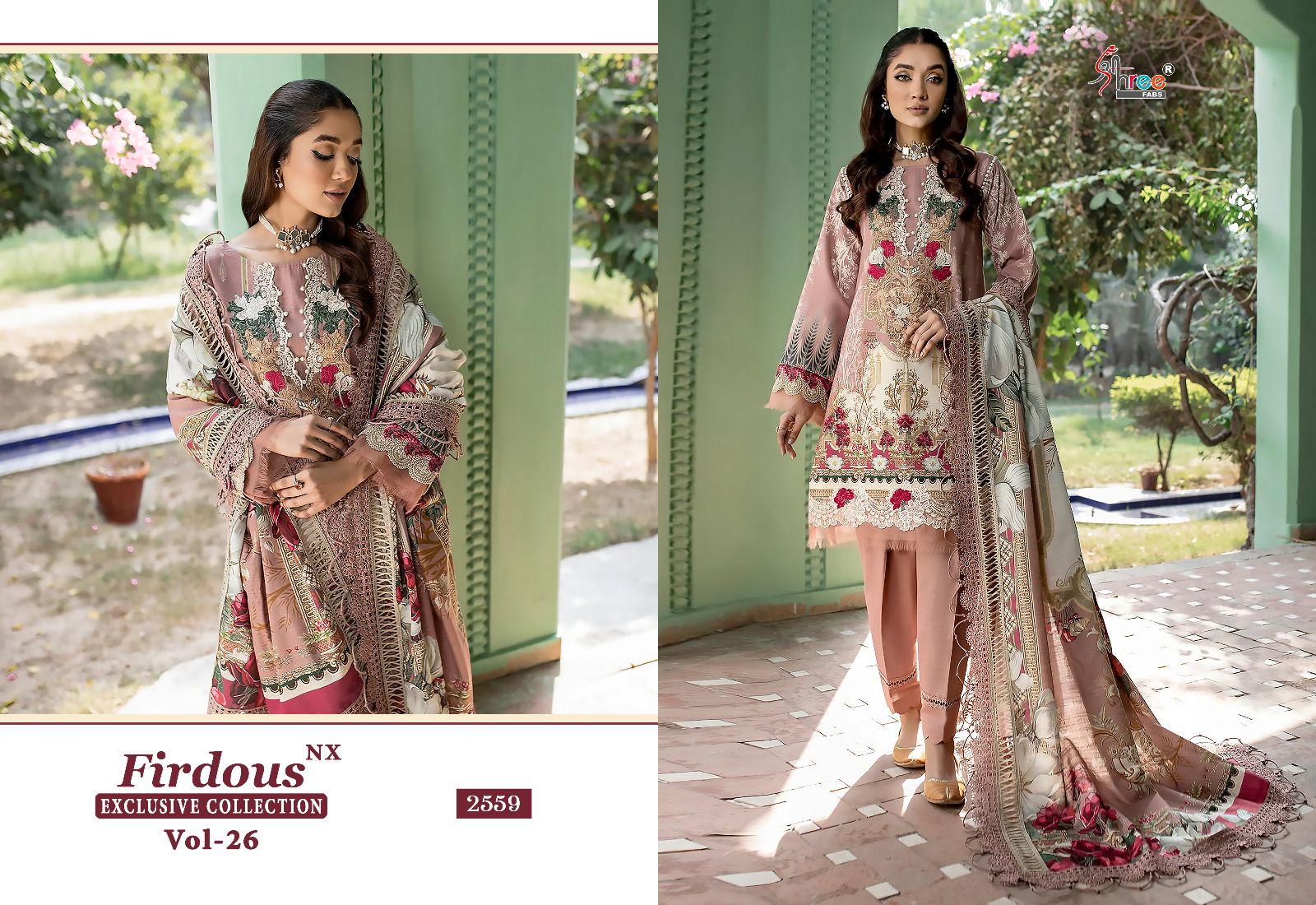 shree fabs firdous exclusive collection vol 26 cotton decent look salwar suit with chiffon dupatta catalog