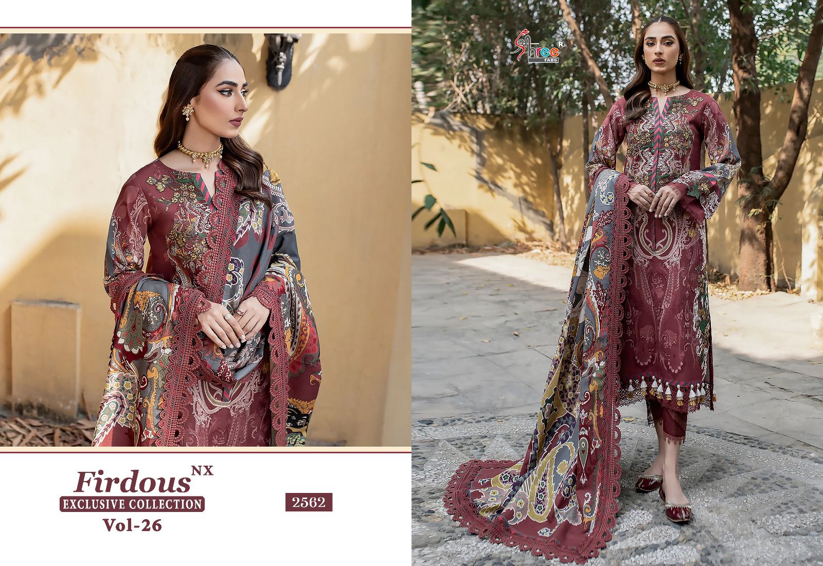 shree fabs firdous exclusive collection vol 26 cotton decent look salwar suit with chiffon dupatta catalog