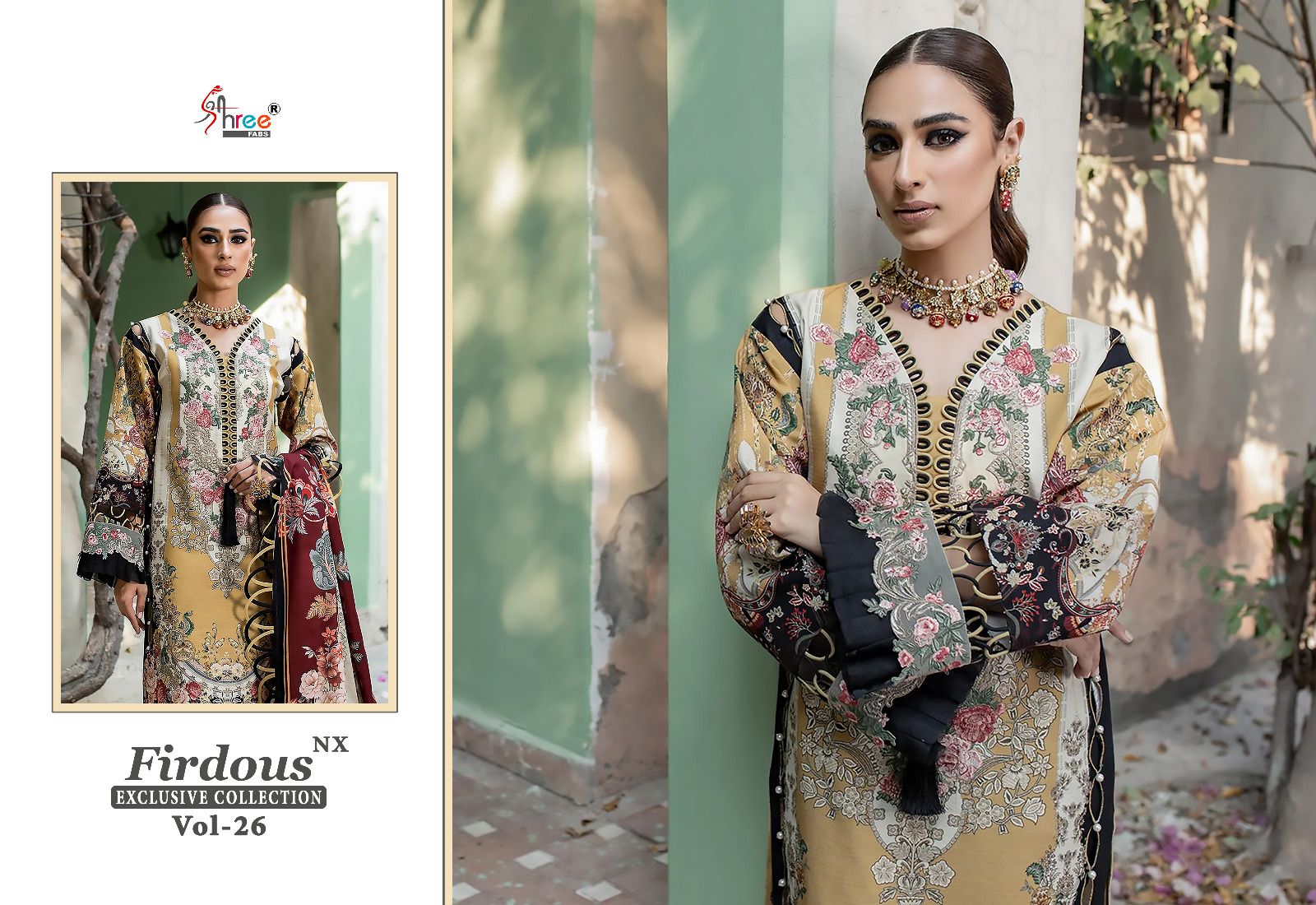 shree fabs firdous exclusive collection vol 26 cotton decent look salwar suit with chiffon dupatta catalog