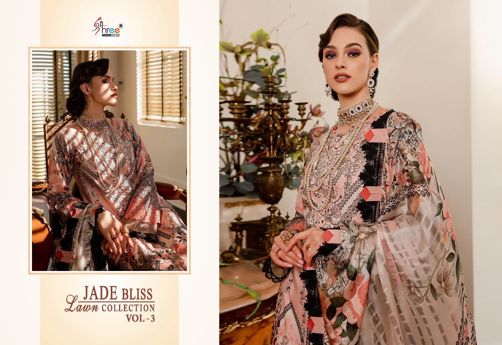 shree fabs jade Bliss lawn collection vol 3 cotton innovative look salwar suit with chiffon dupatta catalog