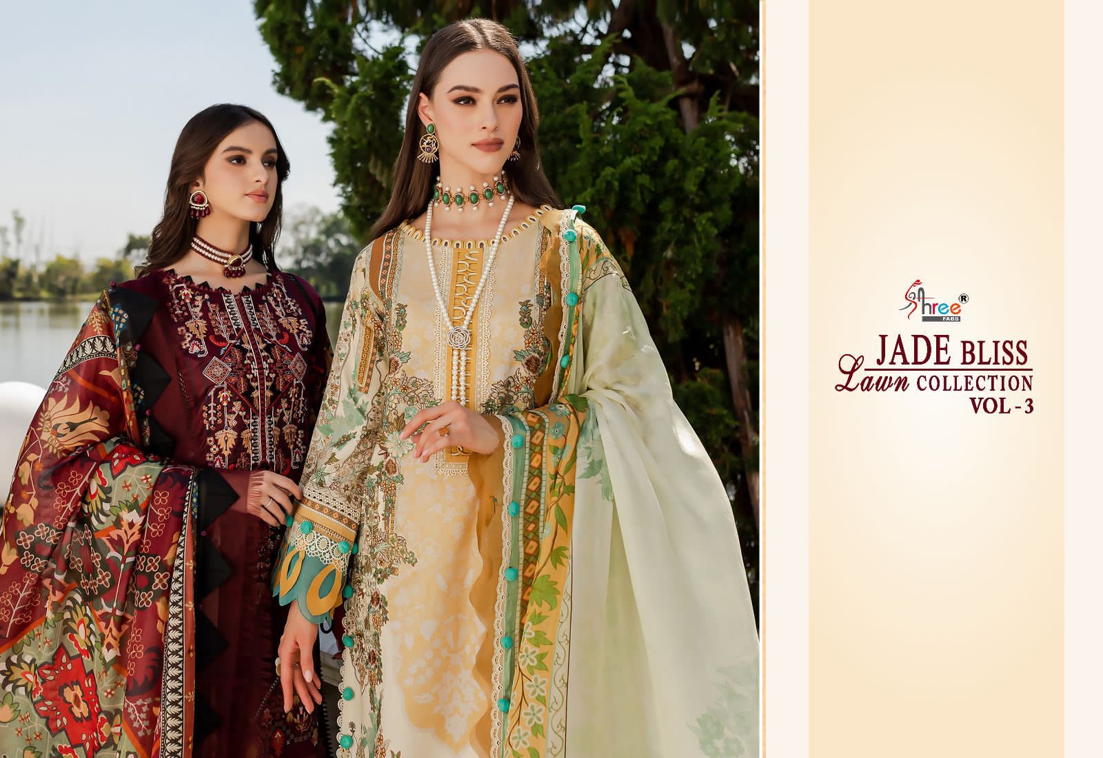 shree fabs jade Bliss lawn collection vol 3 cotton innovative look salwar suit with chiffon dupatta catalog