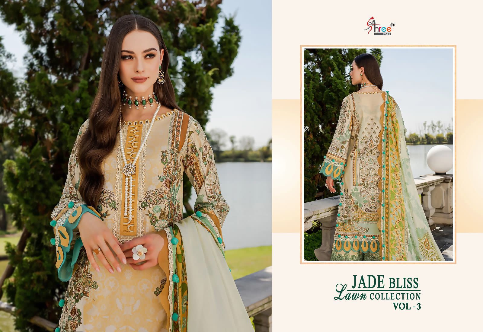 shree fabs jade Bliss lawn collection vol 3 cotton innovative look salwar suit with chiffon dupatta catalog