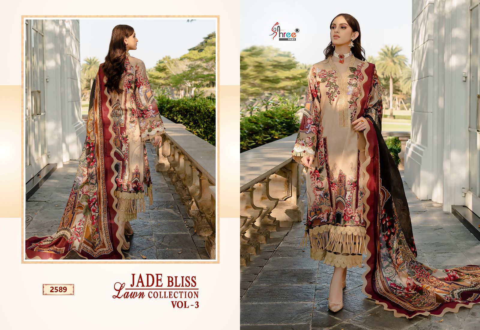 shree fabs jade Bliss lawn collection vol 3 cotton innovative look salwar suit with chiffon dupatta catalog