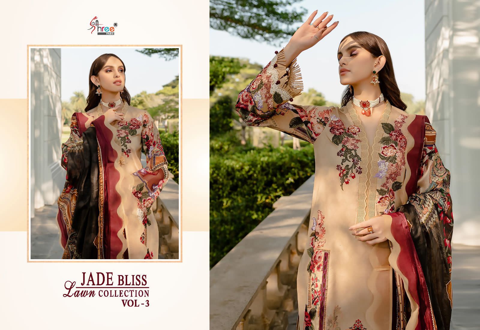 shree fabs jade Bliss lawn collection vol 3 cotton innovative look salwar suit with chiffon dupatta catalog