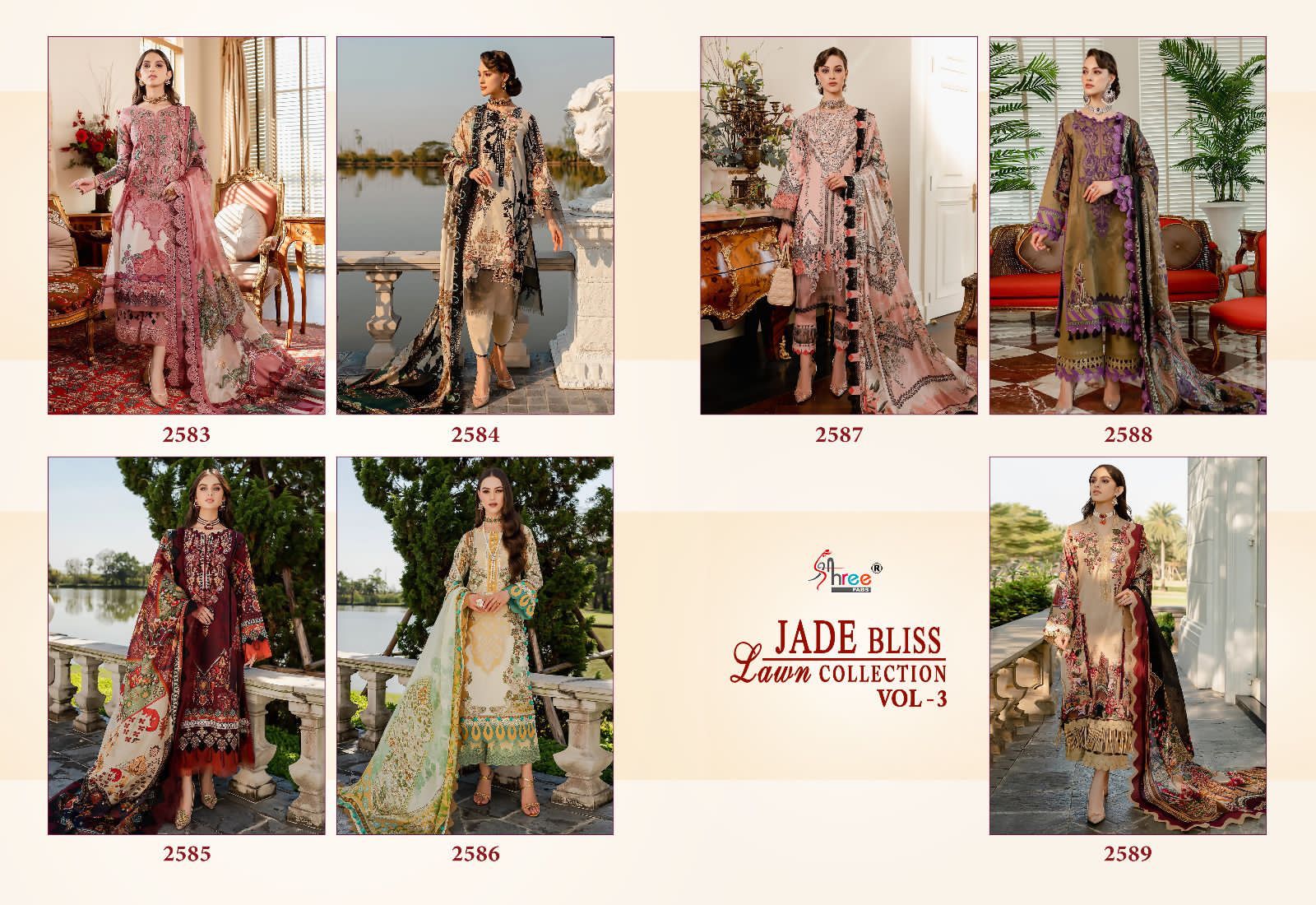 shree fabs jade Bliss lawn collection vol 3 cotton innovative look salwar suit with chiffon dupatta catalog