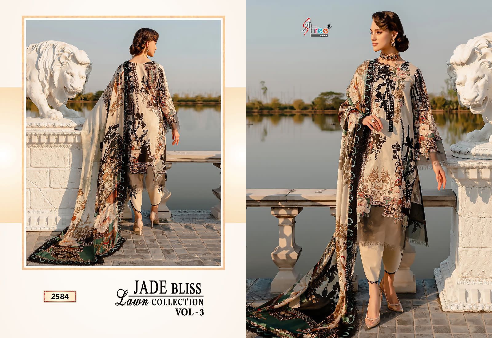 shree fabs jade Bliss lawn collection vol 3 cotton innovative look salwar suit with chiffon dupatta catalog