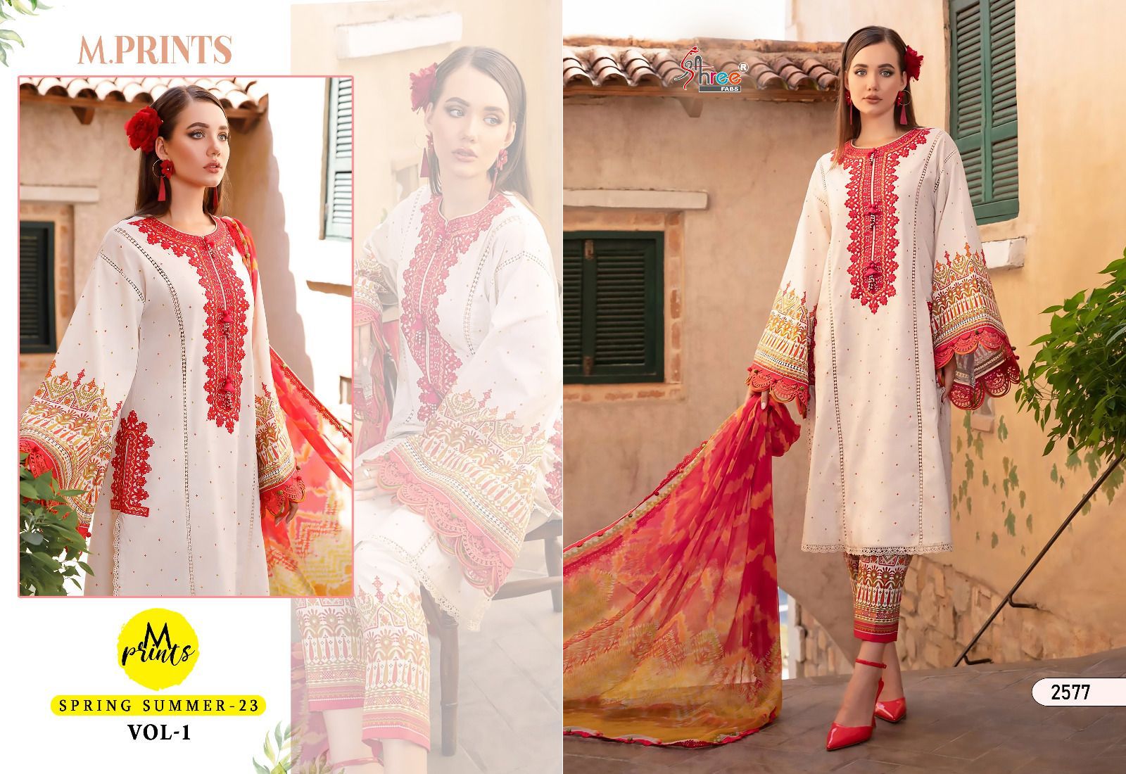 shree fabs m print spring summer 23 vol 1 cotton elegant salwar suit  with siffon dupatta catalog