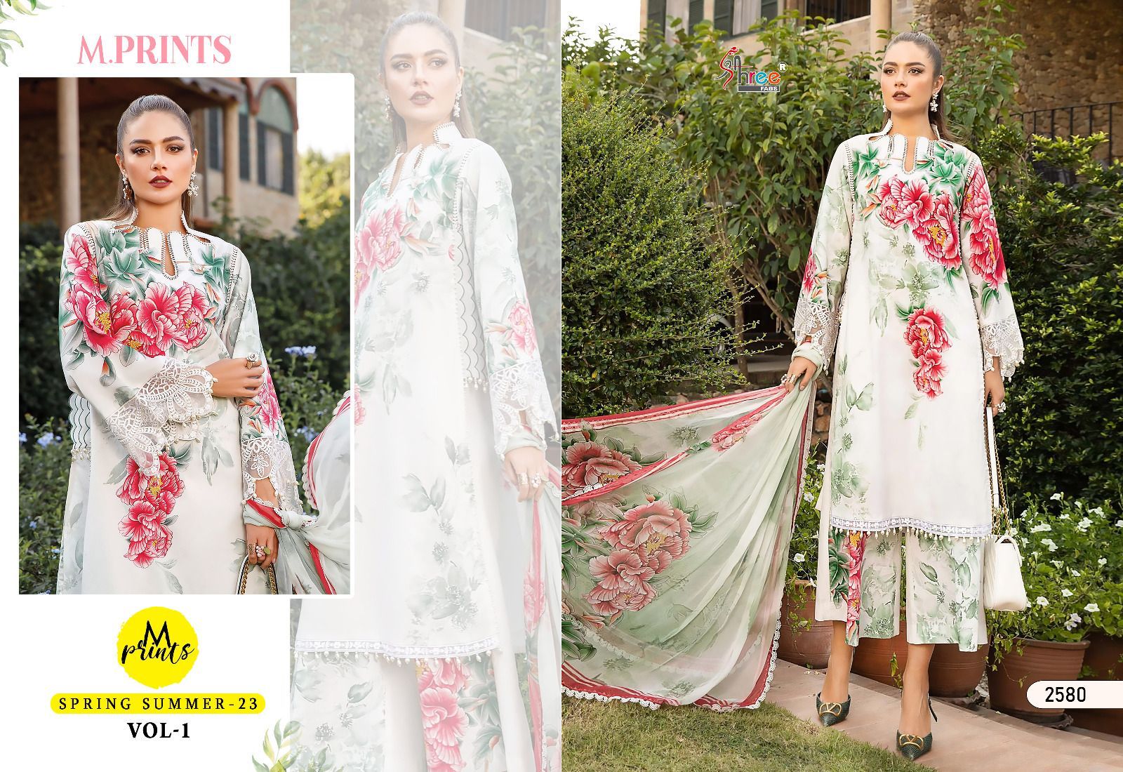 shree fabs m print spring summer 23 vol 1 cotton elegant salwar suit  with siffon dupatta catalog