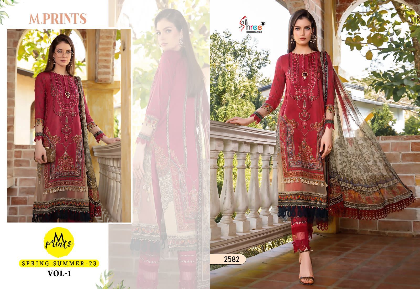 shree fabs m print spring summer 23 vol 1 cotton elegant salwar suit  with siffon dupatta catalog