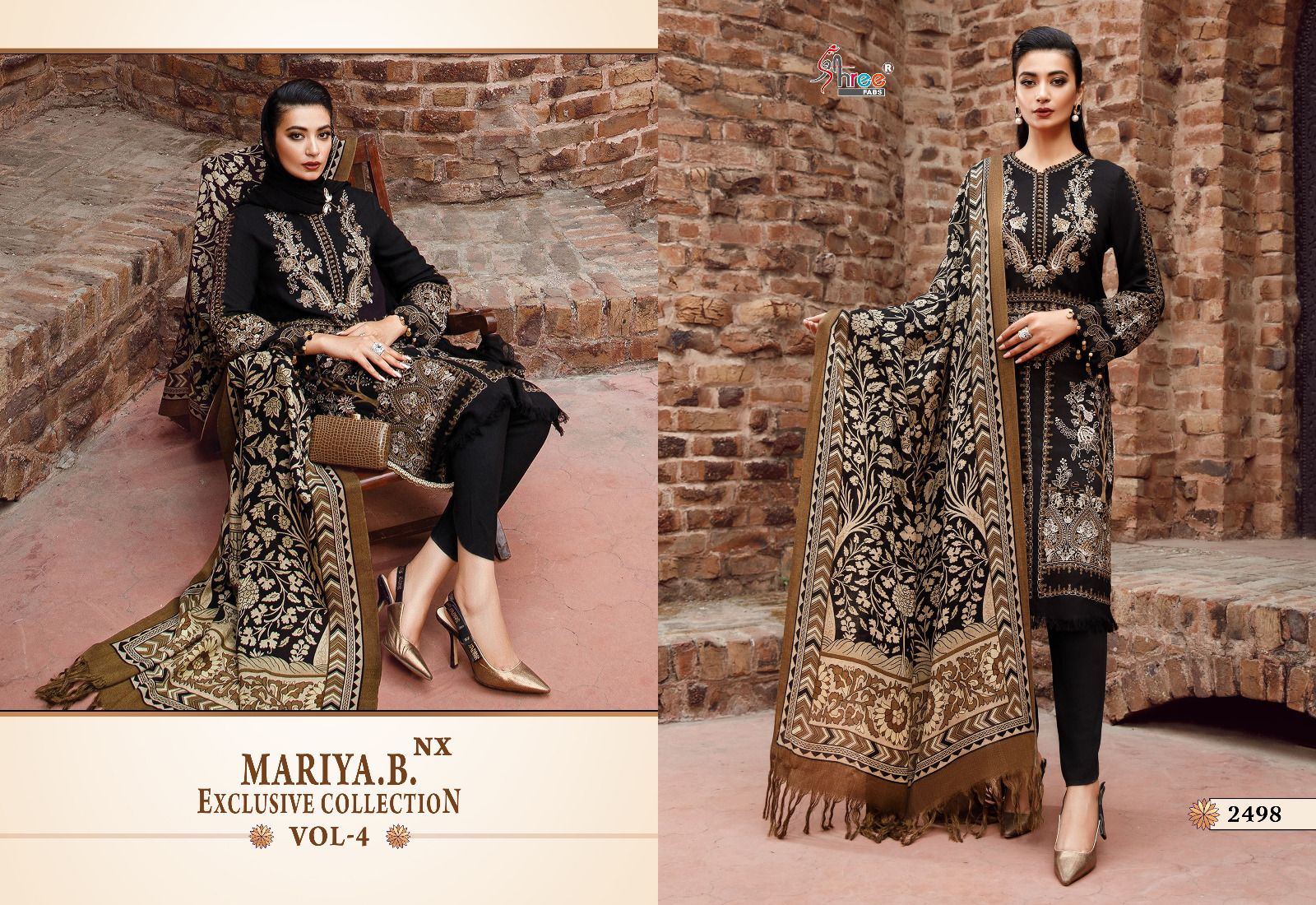 shree fabs maria b  exclusive collection vol 04 nx rayon cotton authetic fabric salwar suit siffon dupatta catalog