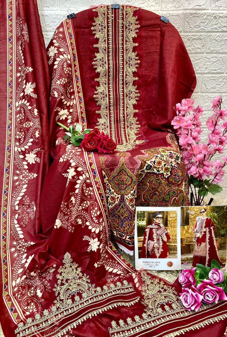 shree fabs maria b Lawn collection 2023 vol 1 d no  2499 cotton elegant look salwar suit with cotton dupatta single