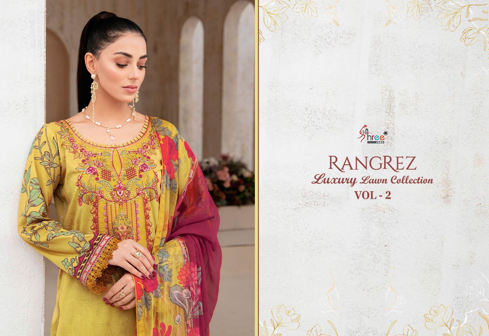 shree fabs rangrez luxcury lawn collection vol 2 lawn cotton graceful look salwar suit catalog with cotton dupatta