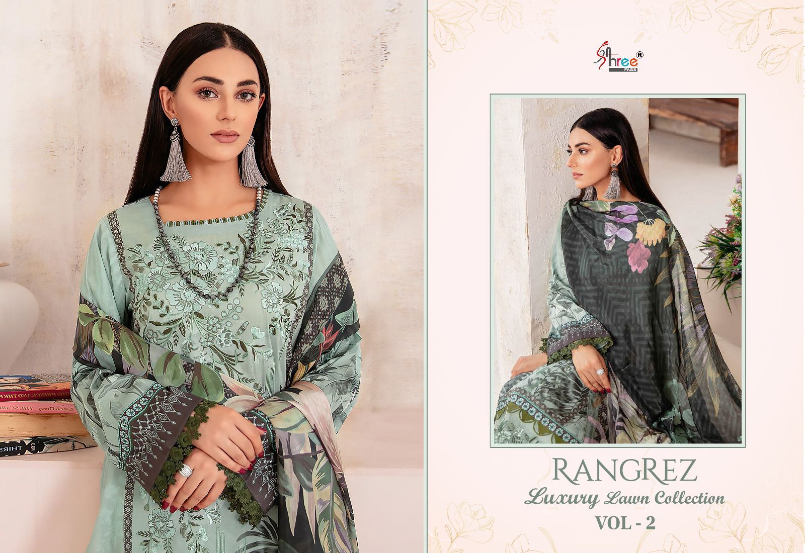 shree fabs rangrez luxcury lawn collection vol 2 lawn cotton graceful look salwar suit catalog with cotton dupatta