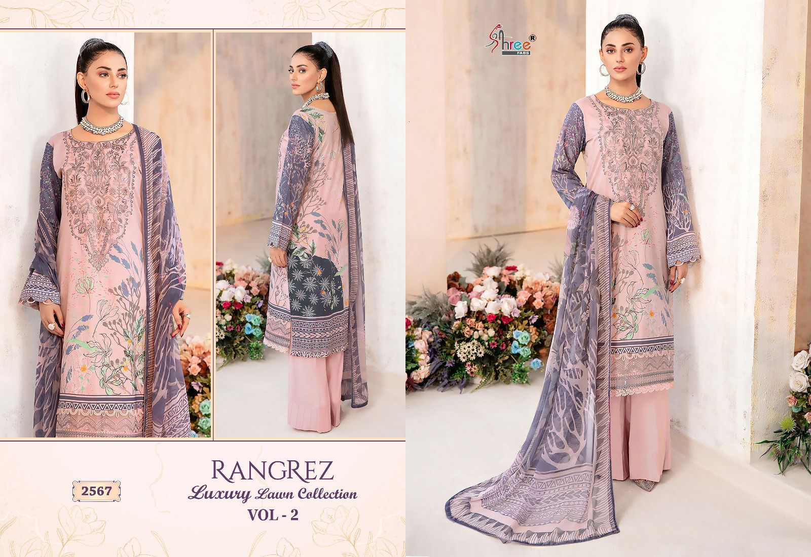 shree fabs rangrez luxcury lawn collection vol 2 lawn cotton graceful look salwar suit catalog with cotton dupatta