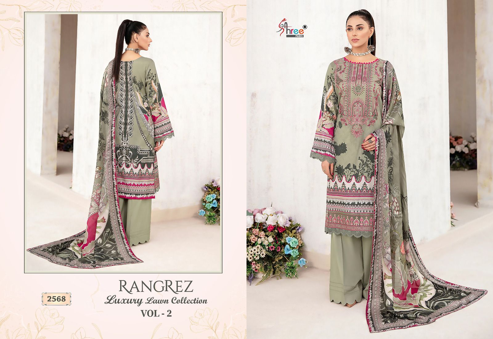 shree fabs rangrez luxcury lawn collection vol 2 lawn cotton graceful look salwar suit catalog with cotton dupatta