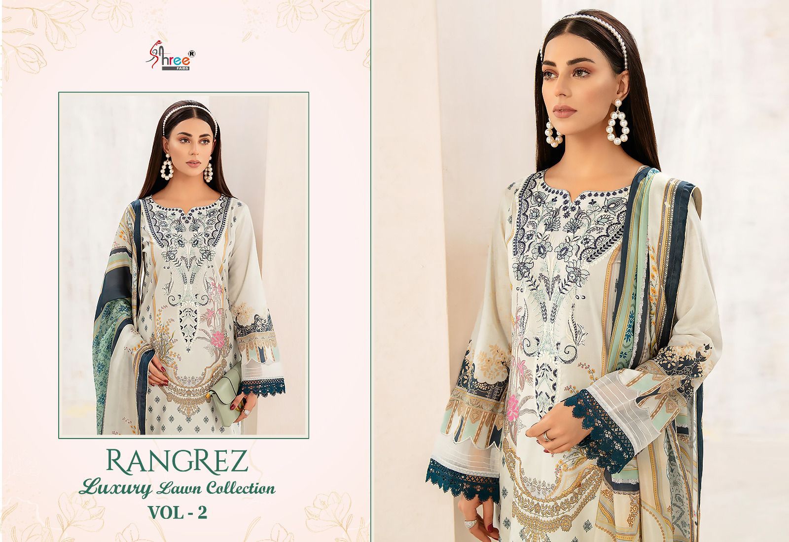 shree fabs rangrez luxcury lawn collection vol 2 lawn cotton graceful look salwar suit catalog with cotton dupatta