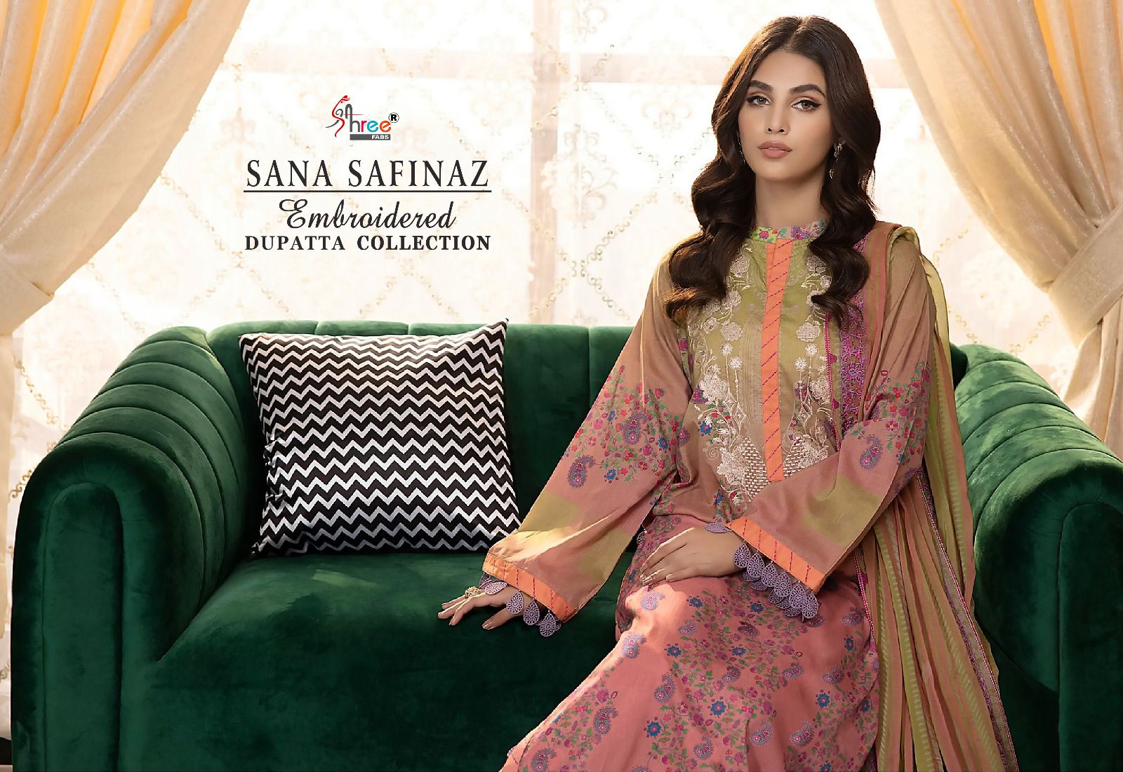 shree fabs sana safinaz embroidered dupatta collection cotton innovative look salwar suit with chiffon dupatta catalog