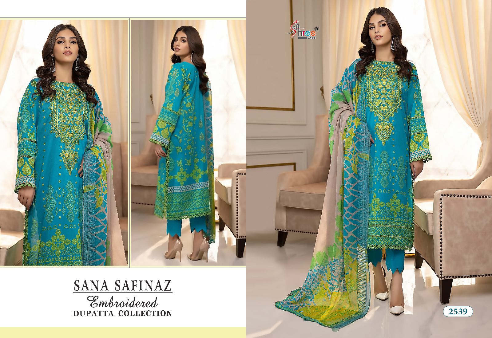 shree fabs sana safinaz embroidered dupatta collection cotton innovative look salwar suit with chiffon dupatta catalog