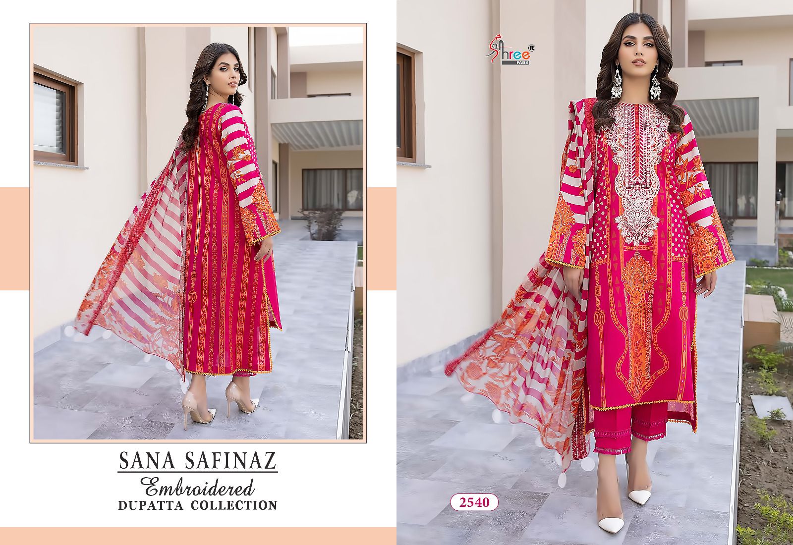 shree fabs sana safinaz embroidered dupatta collection cotton innovative look salwar suit with chiffon dupatta catalog