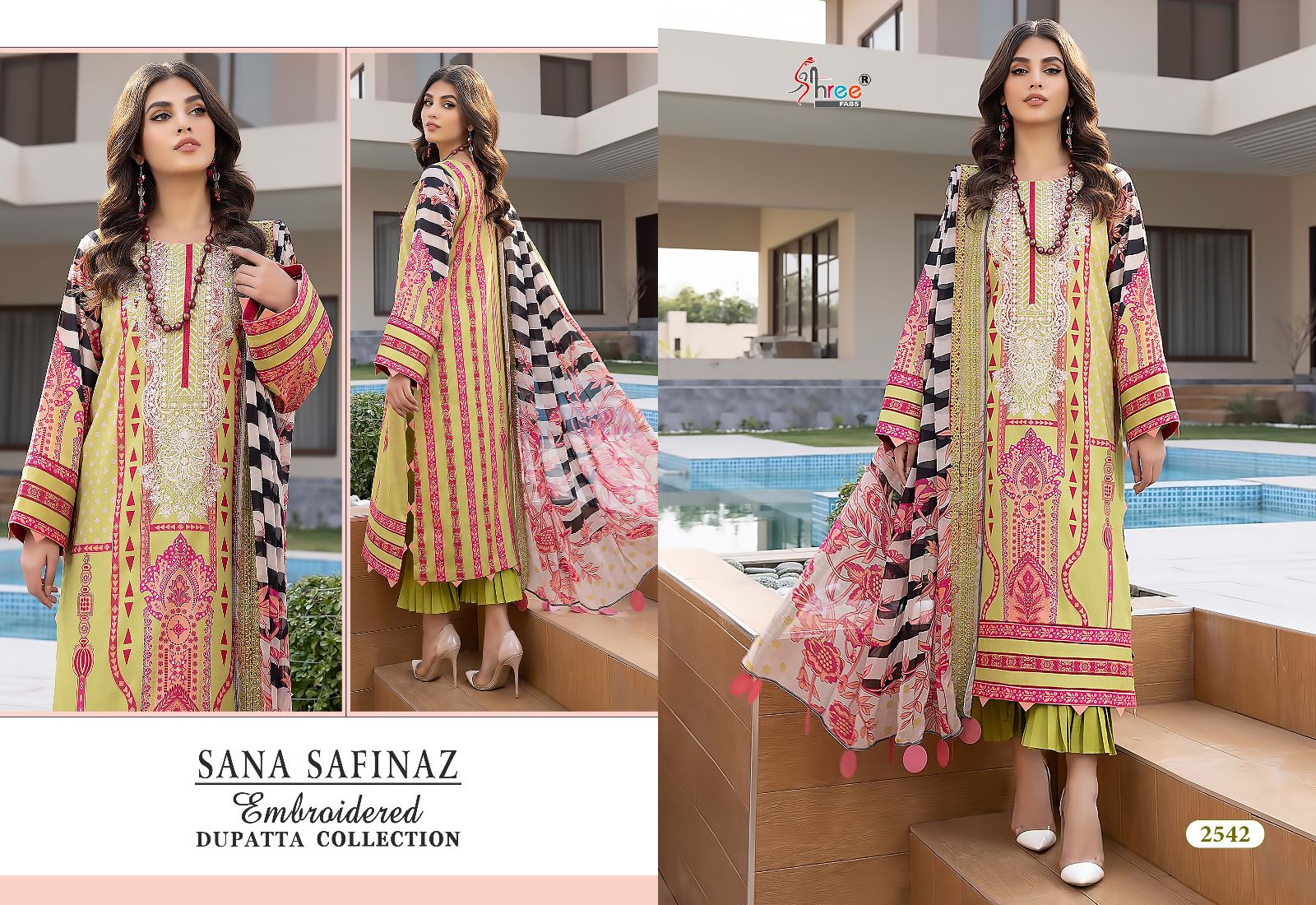 shree fabs sana safinaz embroidered dupatta collection cotton innovative look salwar suit with chiffon dupatta catalog