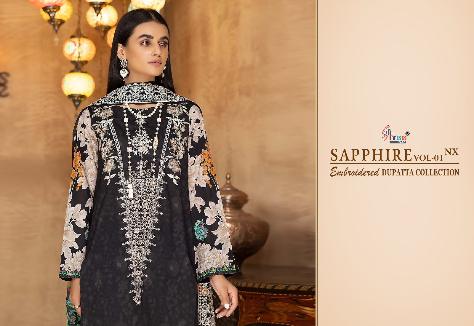 shree fabs shapphire embroidered dupatta collection vol 1 cotton decent look salwar suit with chiffon dupatta catalog