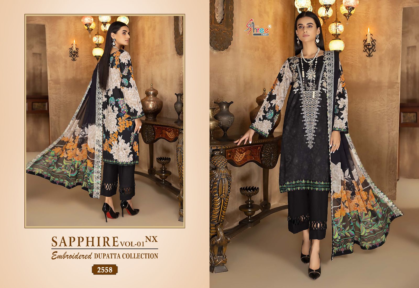 shree fabs shapphire embroidered dupatta collection vol 1 cotton decent look salwar suit with chiffon dupatta catalog