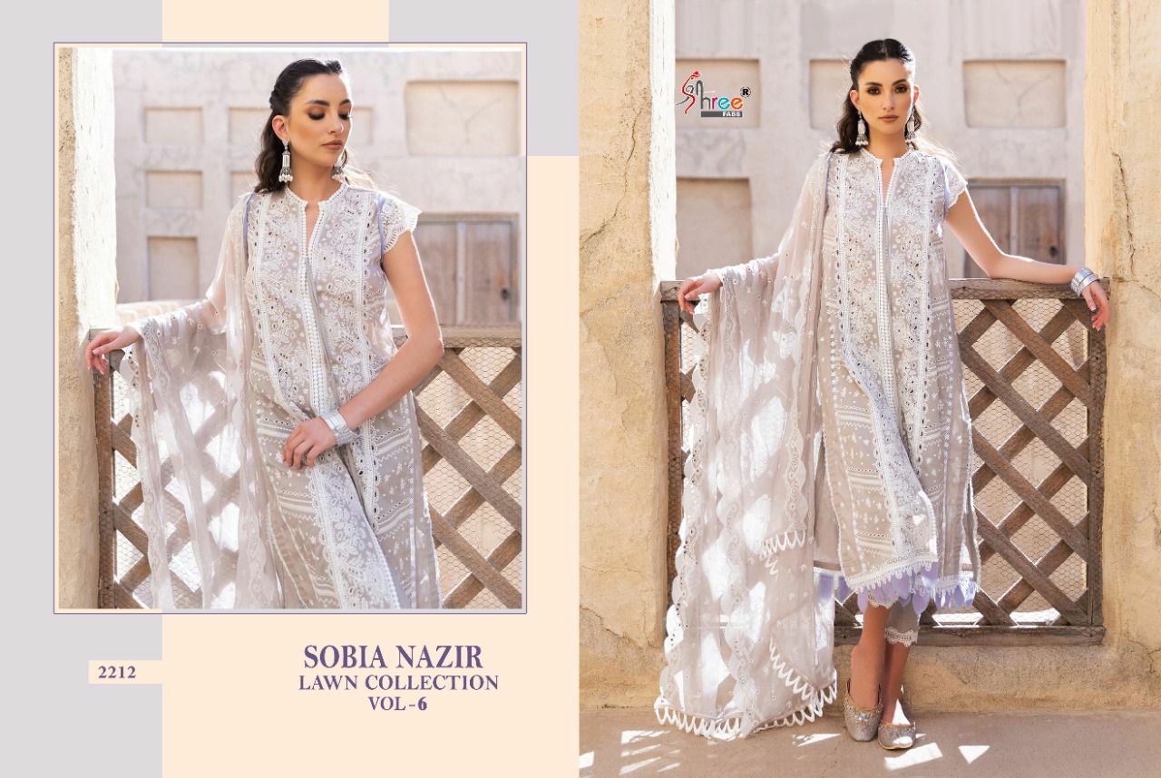 shree fabs sobiya nazir lawn collection vol 6 cotton decent look salwar suit catalog