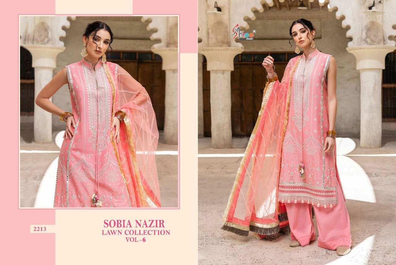 shree fabs sobiya nazir lawn collection vol 6 cotton decent look salwar suit catalog