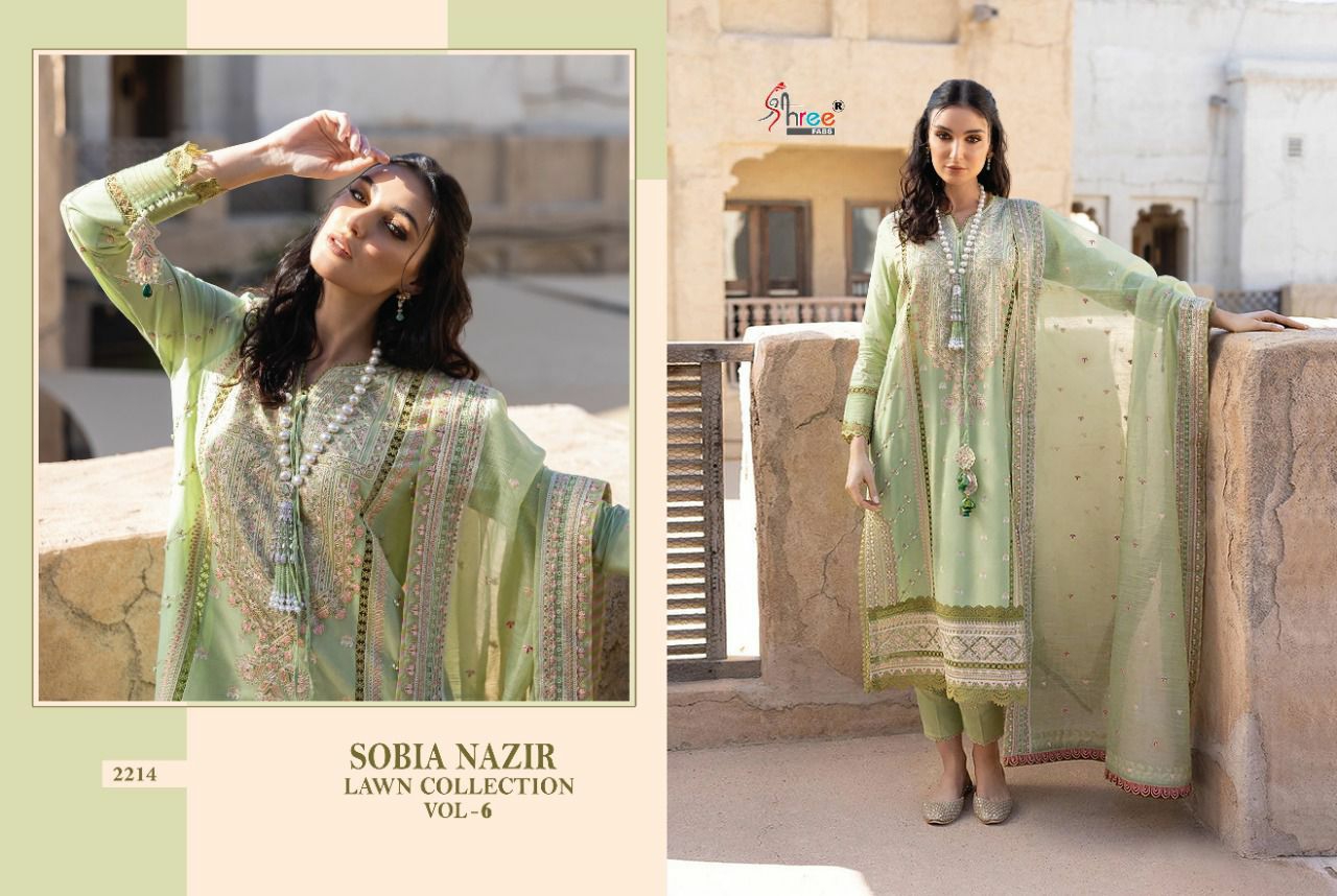 shree fabs sobiya nazir lawn collection vol 6 cotton decent look salwar suit catalog