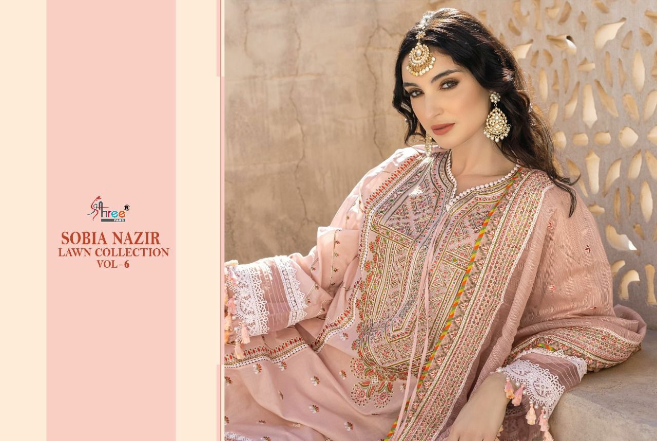 shree fabs sobiya nazir lawn collection vol 6 cotton decent look salwar suit catalog