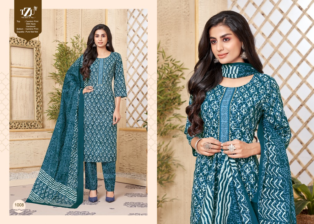 tzu umaiza cotton aunthentic fabrics top bottom with dupatta catalog