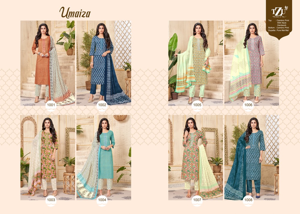 tzu umaiza cotton aunthentic fabrics top bottom with dupatta catalog