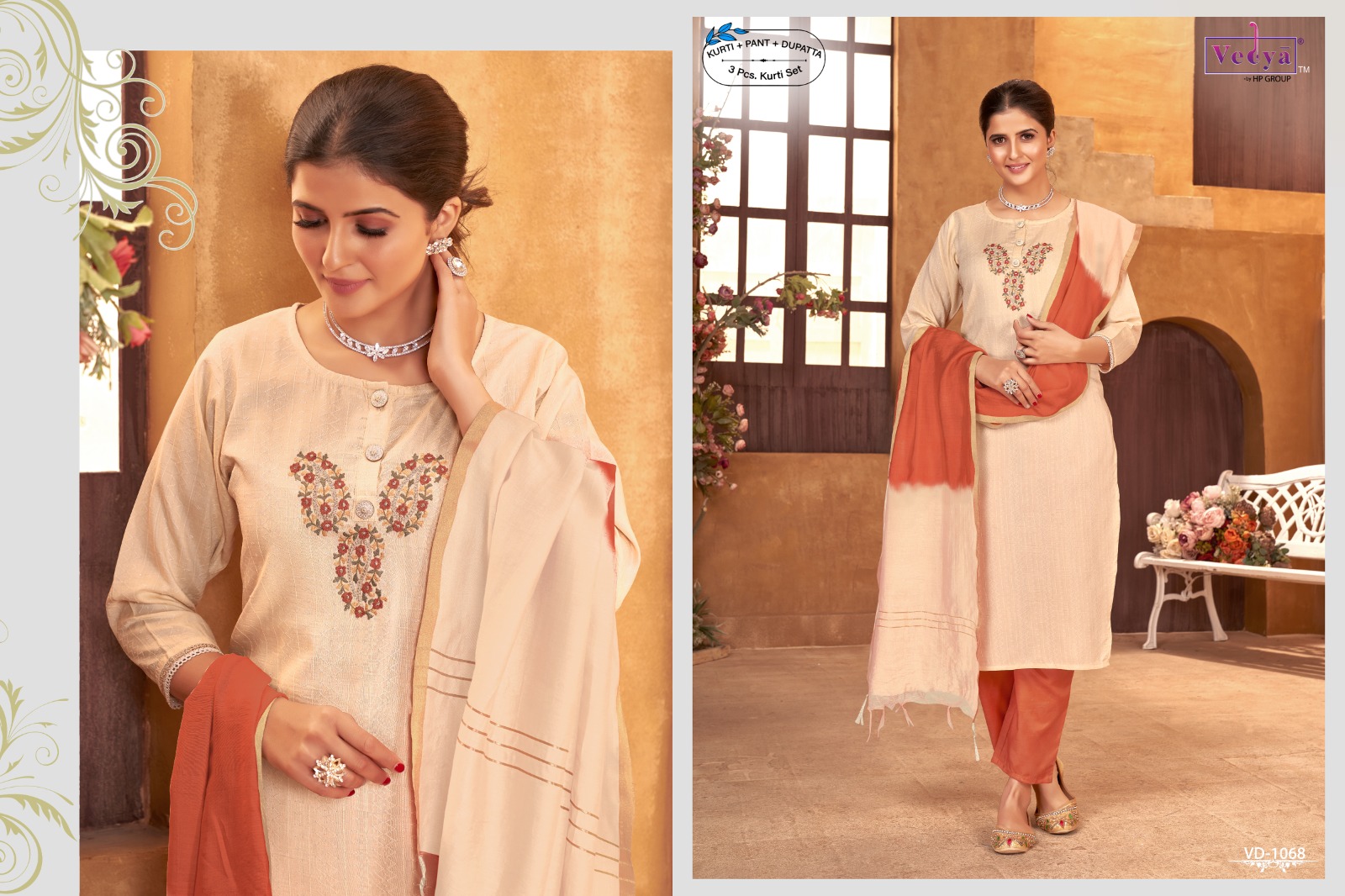 vedya vistaar silk new and modern style top bottom with dupatta catalog