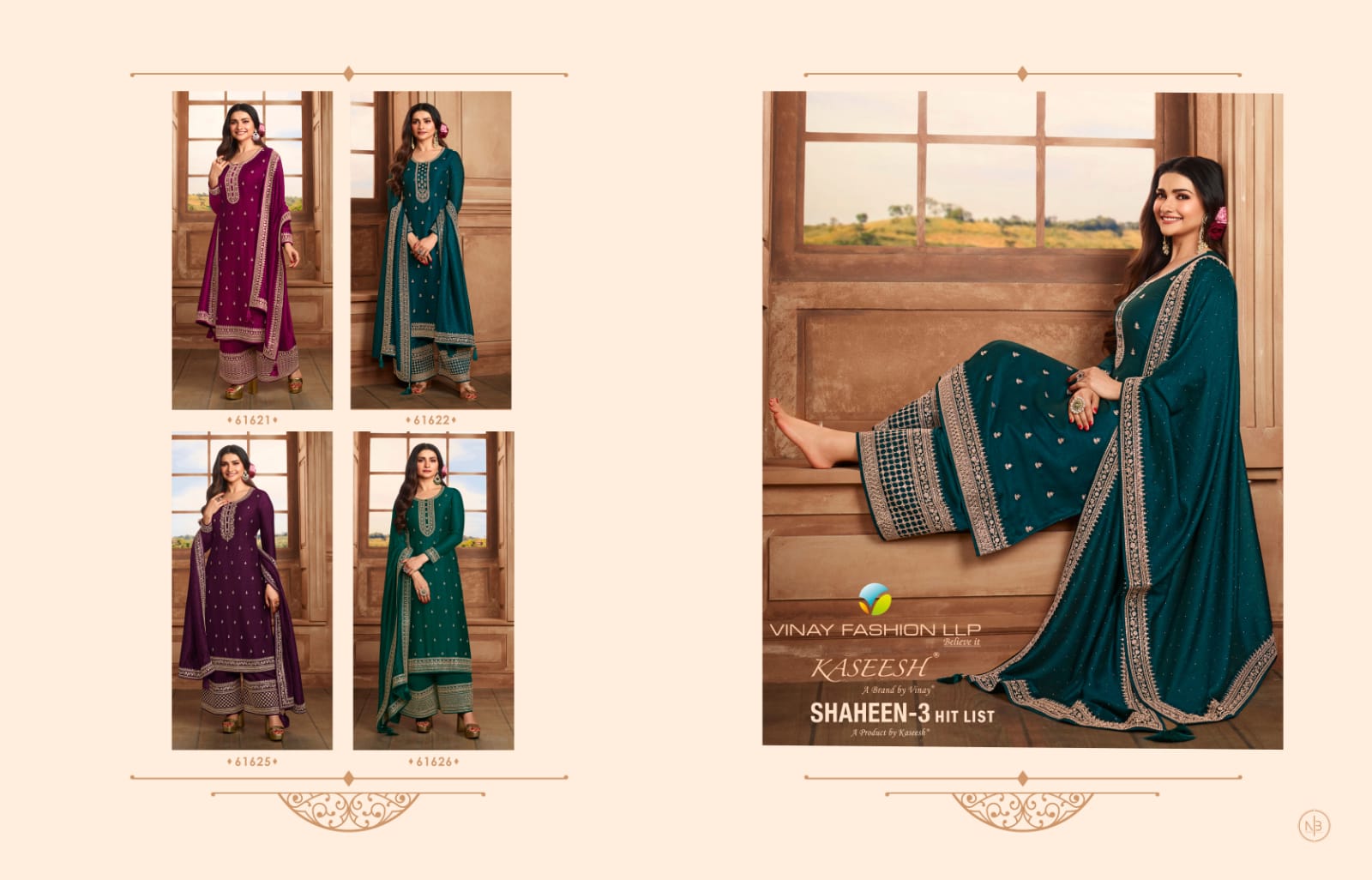 vinay fashion kaseesh shaheen 3 silk decent embroidery look salwar suit catalog