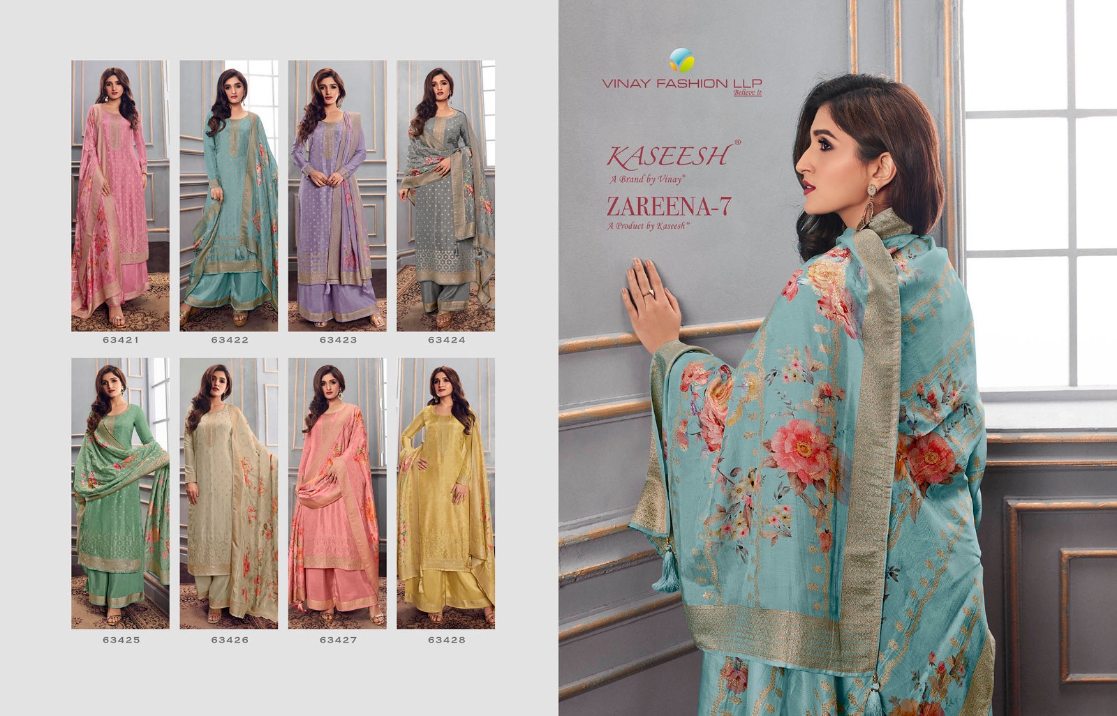 vinay fashion kaseesh zareena vol 7 dola jacouard innovative look salwar suit catalog