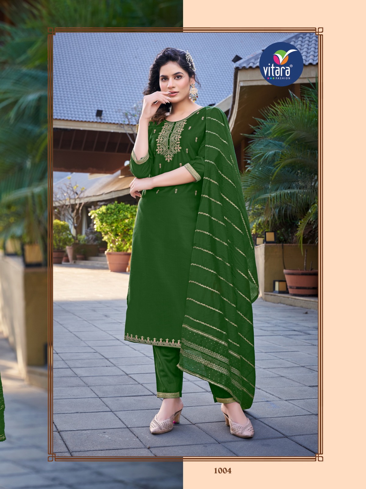 vitara fashion kiara silk gorgeous look top pent with dupatta catalog